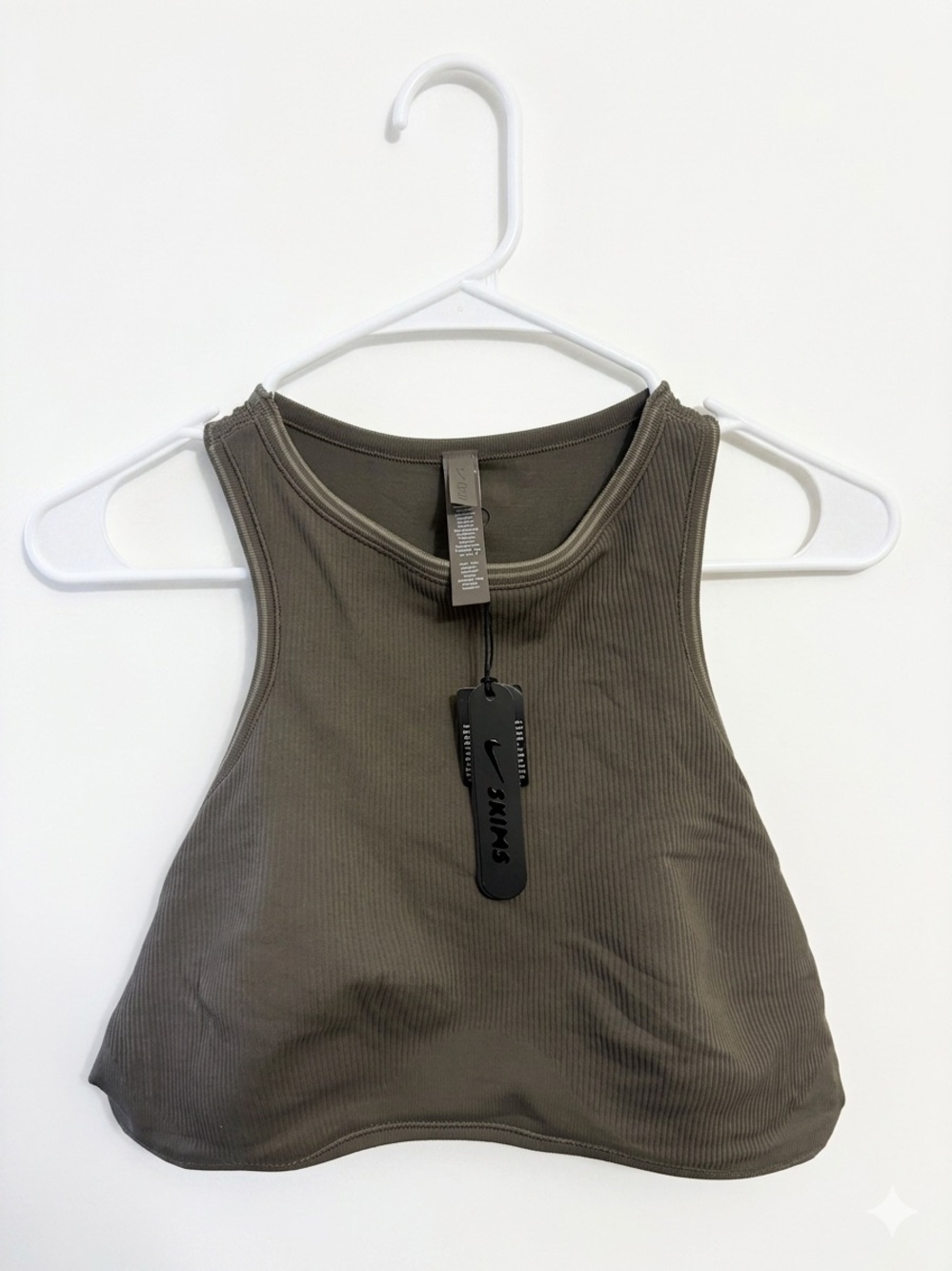 NIKE SKIMS Olive Ribbed High-Neck Cropped Tank